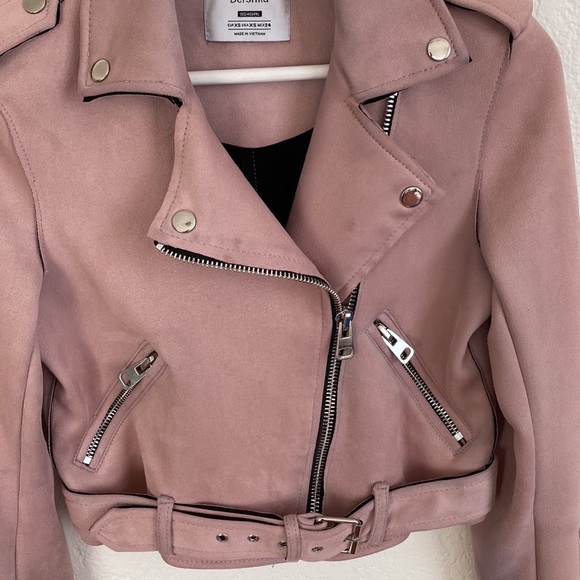 Bershka Pink Suede biker jacket - Picture 4 of 4